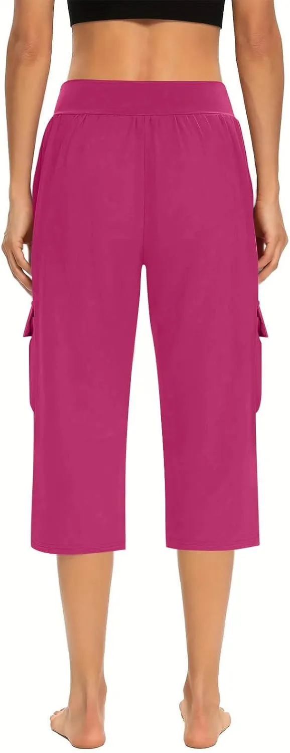 Wide Leg Capris for Women Lightweight Breathable Pants Casual 2025 Loose Comfy Trendy Elastic Waist Cropped Trouser