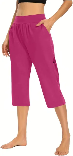 Wide Leg Capris for Women Lightweight Breathable Pants Casual 2025 Loose Comfy Trendy Elastic Waist Cropped Trouser
