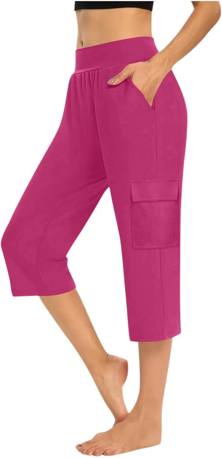 Wide Leg Capris for Women Lightweight Breathable Pants Casual 2025 Loose Comfy Trendy Elastic Waist Cropped Trouser