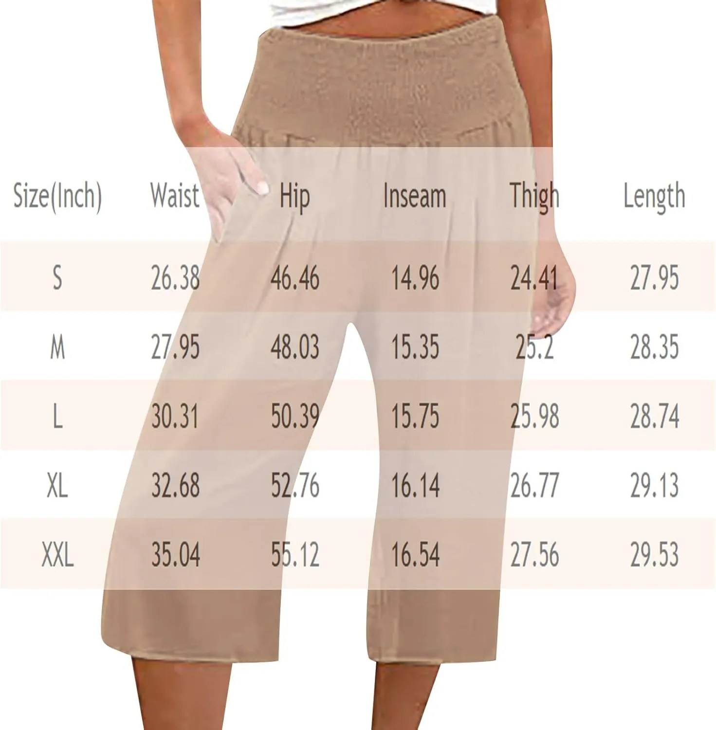 Wide Leg Palazzo Pants for Women Comfy High Waisted Knee Length Pants Elastic Summer Solid 2025 Trouser Shorts Pockets