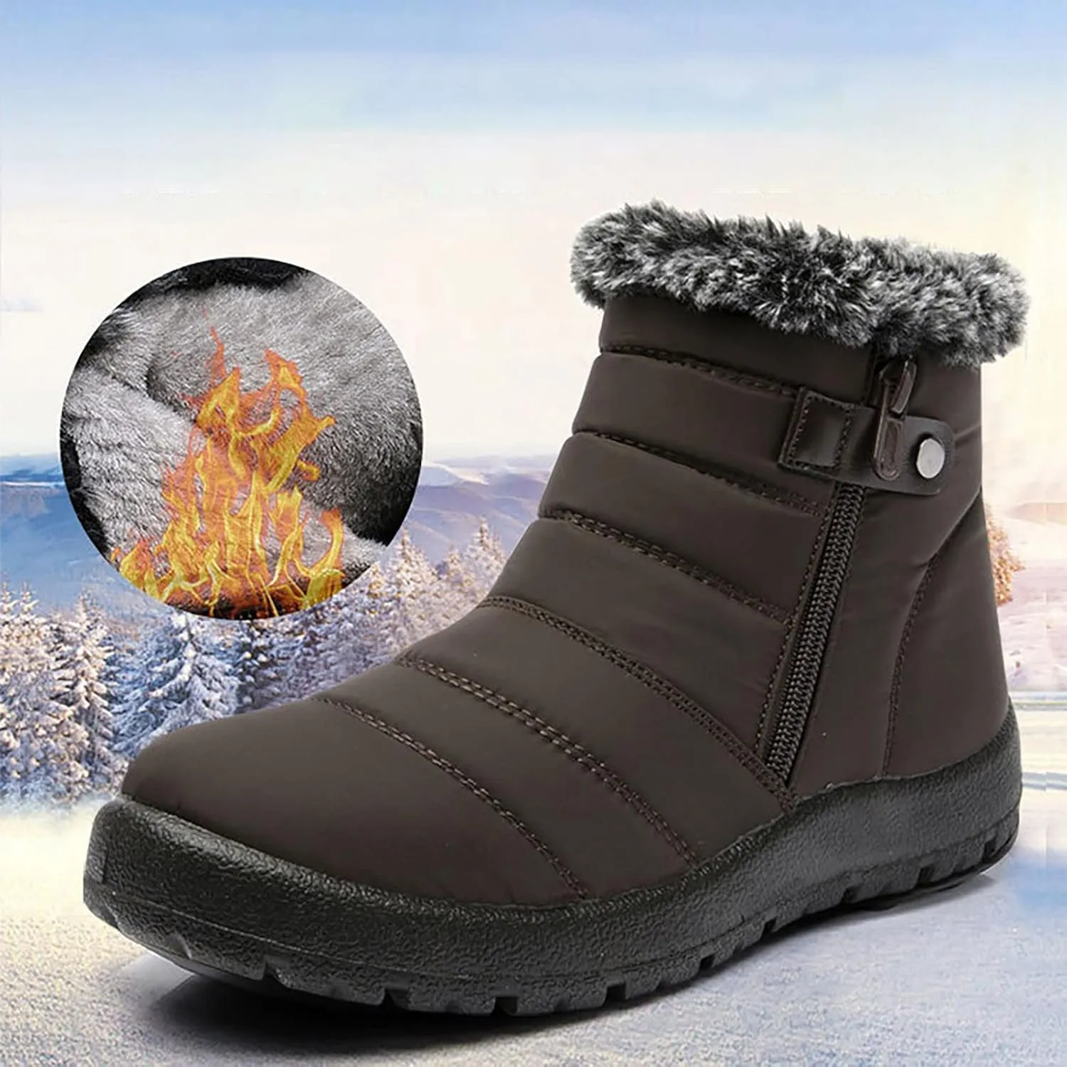 Winter Boots for Women Waterproof Snow Insulated Lightweight Women Snow Boots Calf High Winter Ankle Booties for Women Women Rubber Boots for Outdoor Ankle 6 .5 Tall Winter Boots for Women with Heel