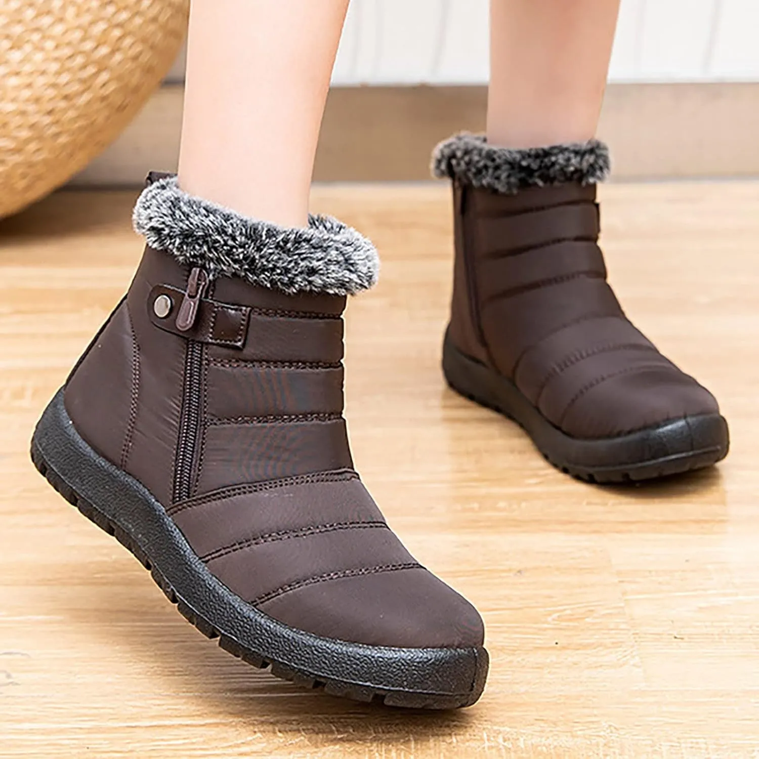 Winter Boots for Women Waterproof Snow Insulated Lightweight Women Snow Boots Calf High Winter Ankle Booties for Women Women Rubber Boots for Outdoor Ankle 6 .5 Tall Winter Boots for Women with Heel
