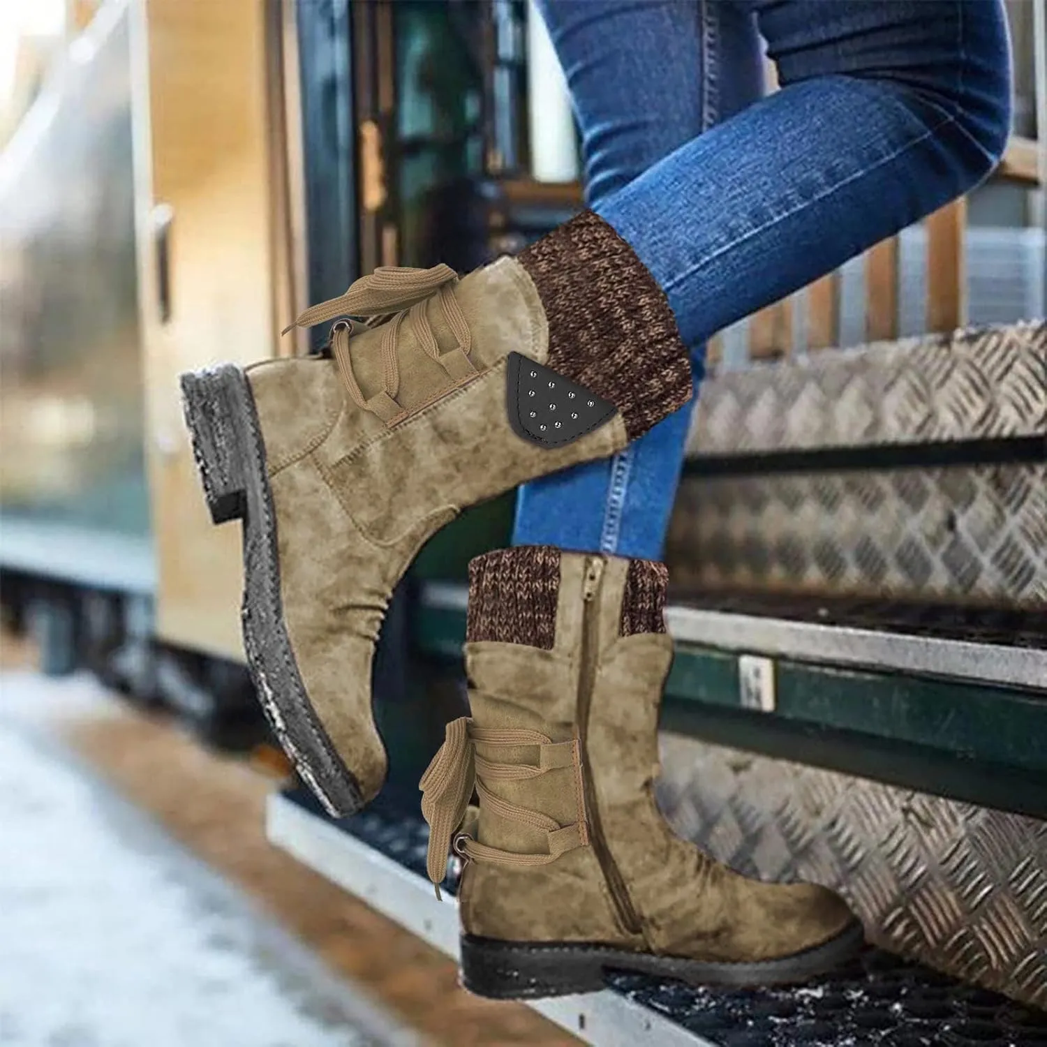 Winter Combat Boots for Women Waterproof Snow Non Slip Women's Short Snow Boots Cute Winter Boots for Women Waterproof Boots for Snowshoes Women Women Wide Calf Winter Boot