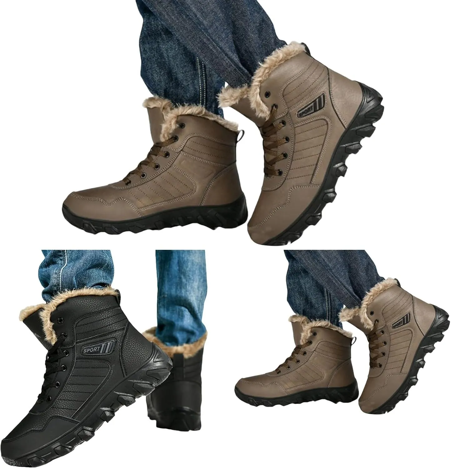 Winter White Boots for Women Size 12 Warm Boots for Men Waterproof Ankle Winter Boots for Women Black Fluffy Boots Womens Winter Boots White of Today
