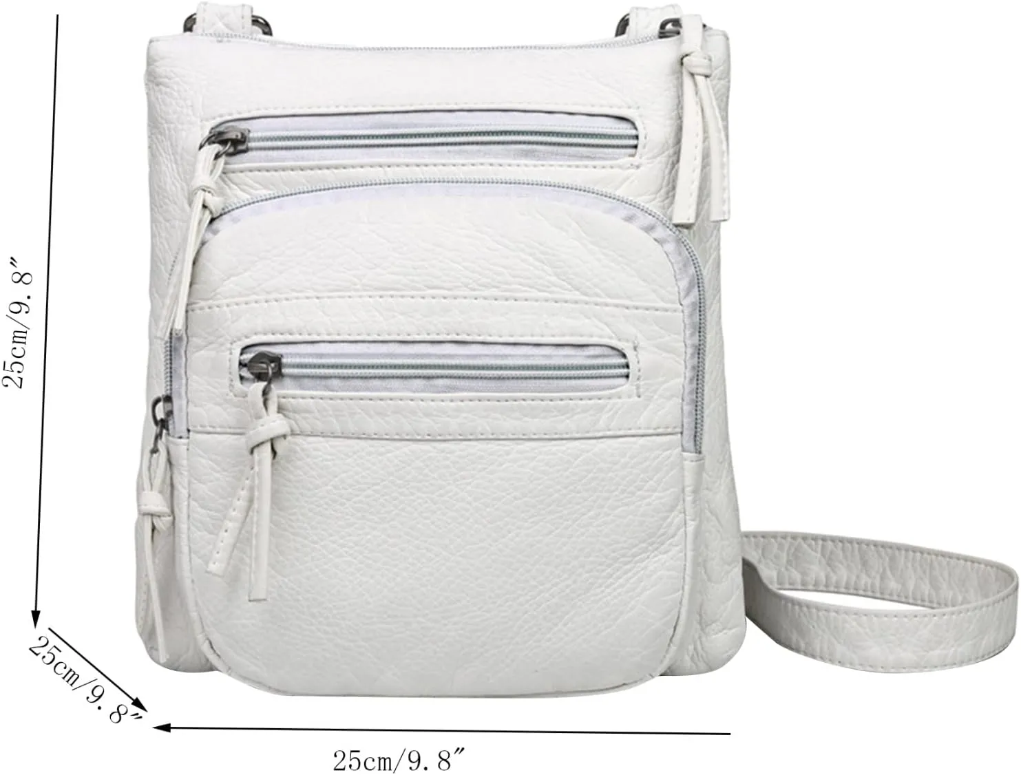 Women Bags Fashion Shoulder Bags Washable Leather Shoulder Bag Casual Shopping Square Bag over The (White, One Size)