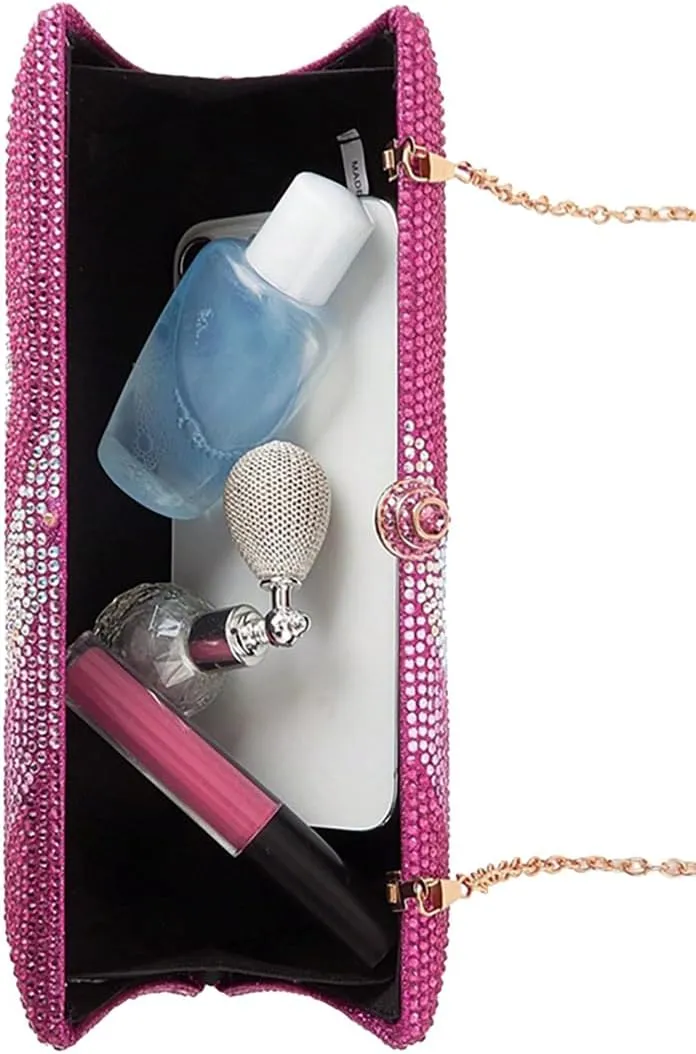 Women Elegant Rhinestone Clutch Strap Crossbody Bag Bridal Wedding Crystal Purse Evening Handbag for Cocktail Party
