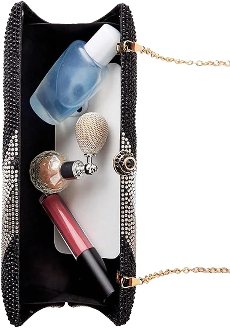Women Elegant Rhinestone Clutch Strap Crossbody Bag Bridal Wedding Crystal Purse Evening Handbag for Cocktail Party
