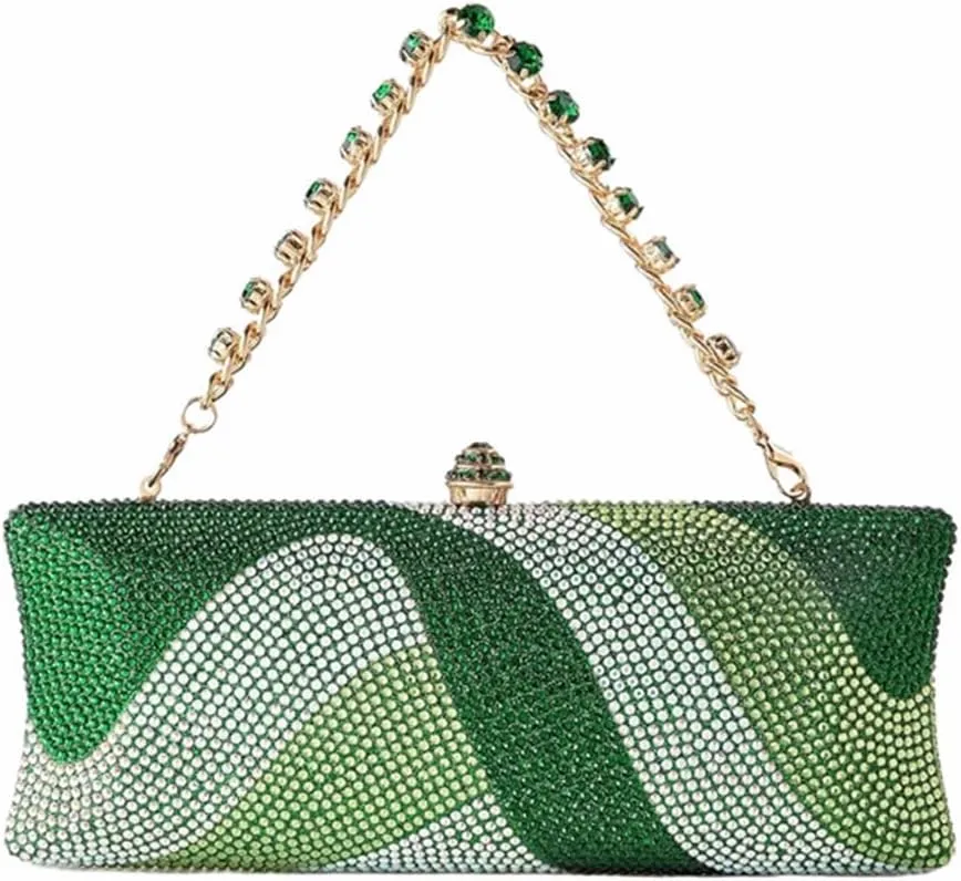 Women Elegant Rhinestone Clutch Strap Crossbody Bag Bridal Wedding Crystal Purse Evening Handbag for Cocktail Party