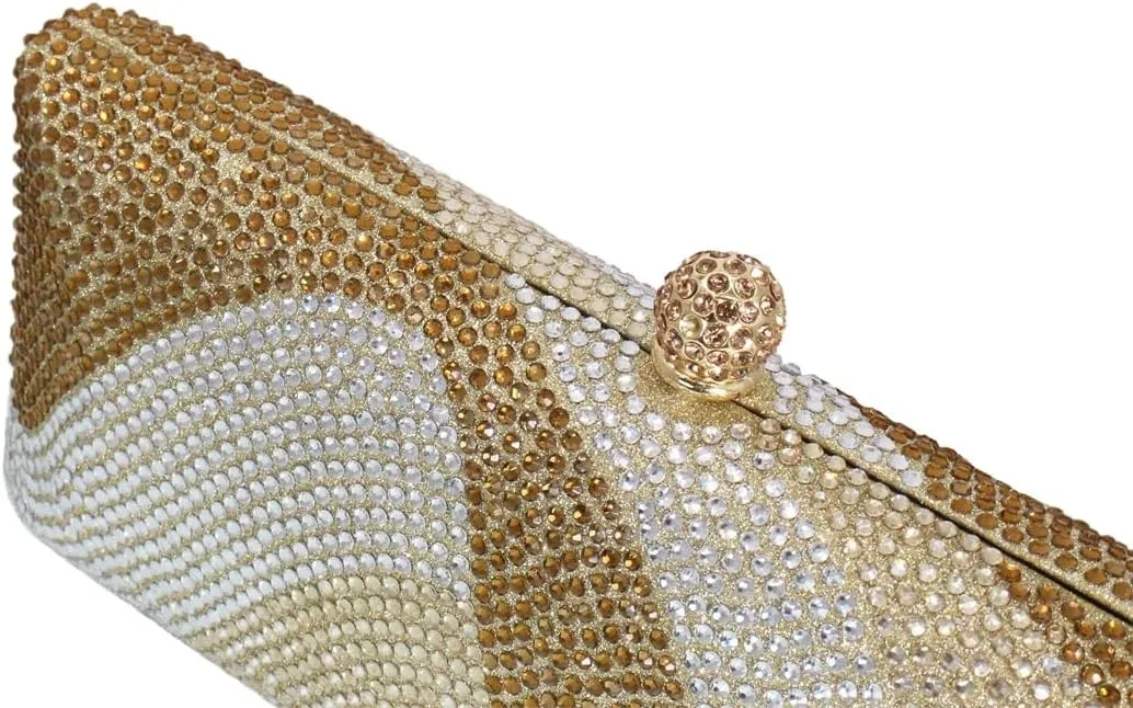 Women Elegant Rhinestone Clutch Strap Crossbody Bag Bridal Wedding Crystal Purse Evening Handbag for Cocktail Party