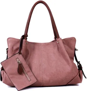 Women Handbag PU Leather Satchel Tote Pouch Handbag Purse Set