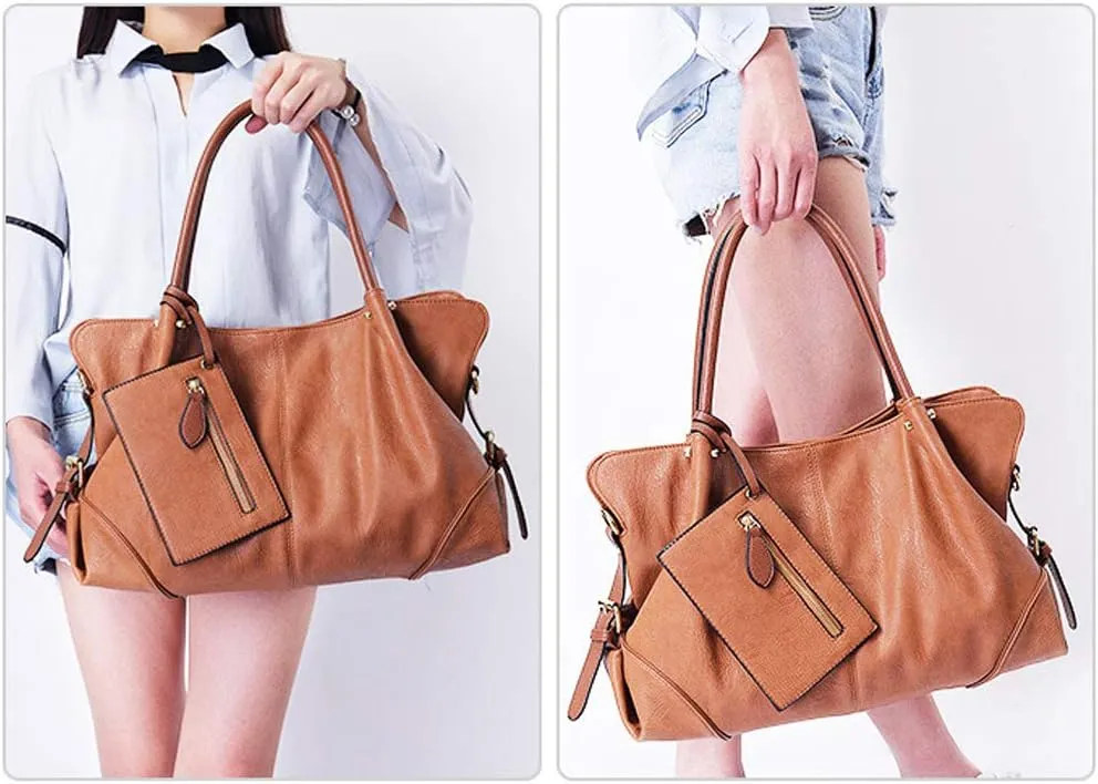 Women Handbag PU Leather Satchel Tote Pouch Handbag Purse Set