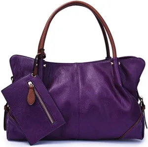 Women Handbag PU Leather Satchel Tote Pouch Handbag Purse Set