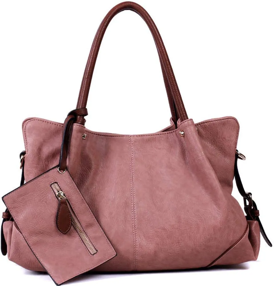 Women Handbag PU Leather Satchel Tote Pouch Handbag Purse Set