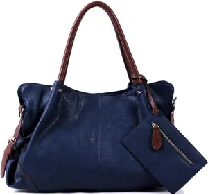Women Handbag PU Leather Satchel Tote Pouch Handbag Purse Set