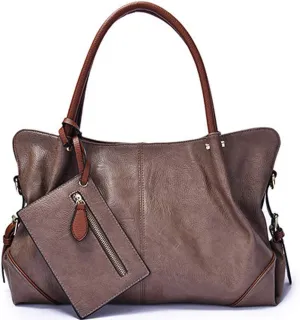 Women Handbag PU Leather Satchel Tote Pouch Handbag Purse Set