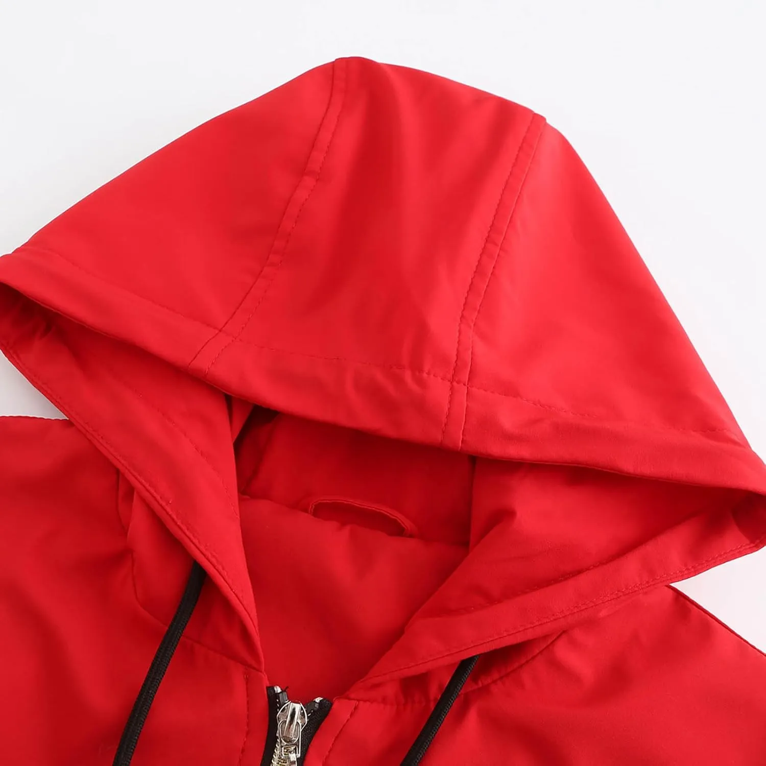 Women Lightweight Colorblock Hooded Raincoat Waterproof Packable Active Outdoor Travel Hiking Windbreaker Rain Jacket