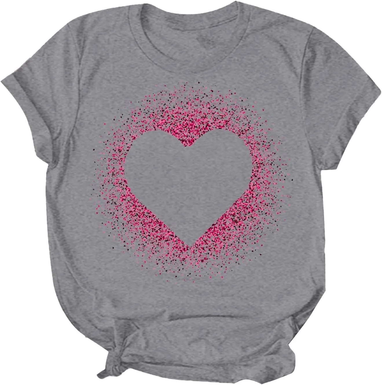 Women Love Heart Graphic Tees Shirt Short Sleeve Tops Tshirts Regular Fit Tunic Blouse Cute Funny Gift Clothes 2023