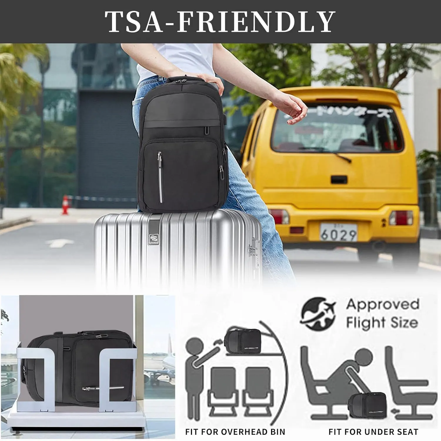 Women Men Laptop Backpack Business Travel Lightweight Waterproof Anti Theft College Computer Bag with USB Charging Port Work Daily Bag,Black