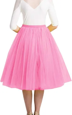 Women Midi Skirts Fashion High Knee Skirt Pleated Length Skirt Dancing Womens Adult Skirt A Line Tulle Skirts