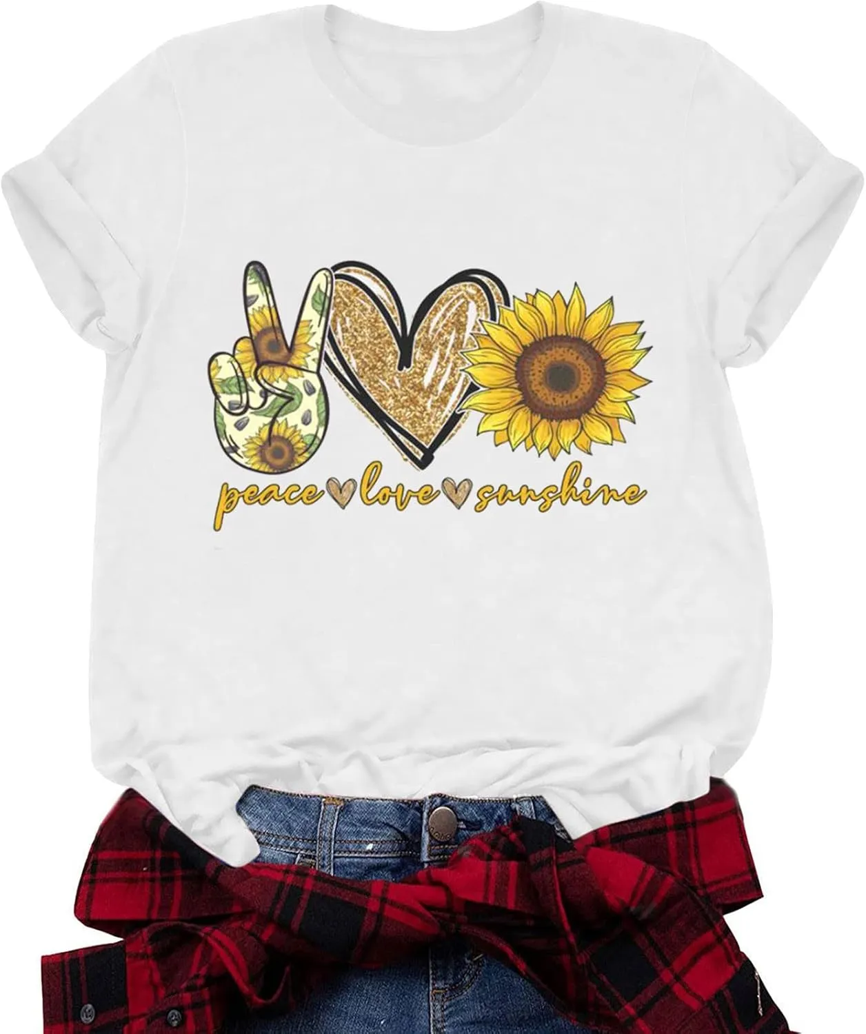 Women Short Sleeve Tops Summer Tees Plus Size Tops 2025 Tees Tshirts Shirts Cute Sunflower Graphic T-Shirt