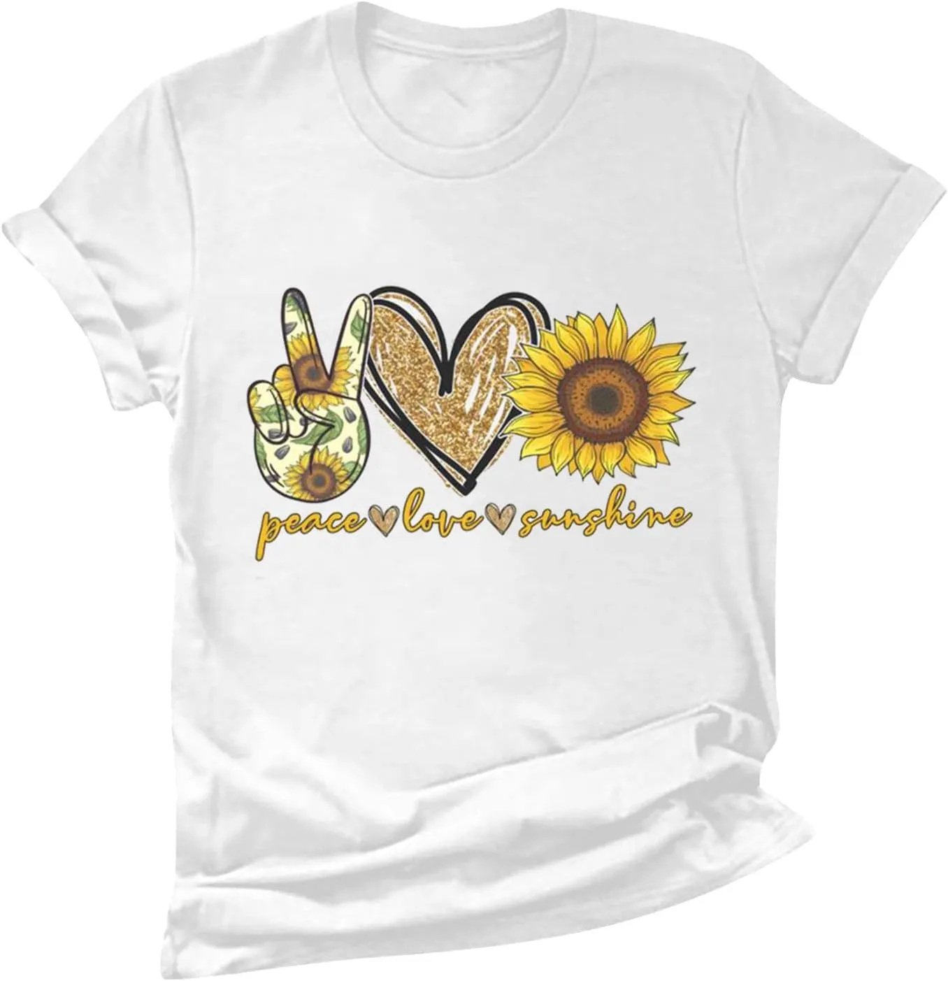 Women Short Sleeve Tops Summer Tees Plus Size Tops 2025 Tees Tshirts Shirts Cute Sunflower Graphic T-Shirt