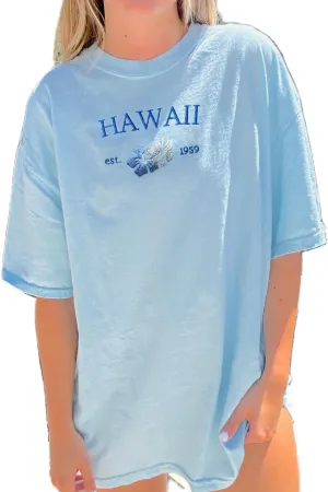 Women Teen Girls Hawaii Oversized Graphic T Shirt Y2k Short Sleeve Loose Coastal Tees Summer Preppy Retro Baggy Top