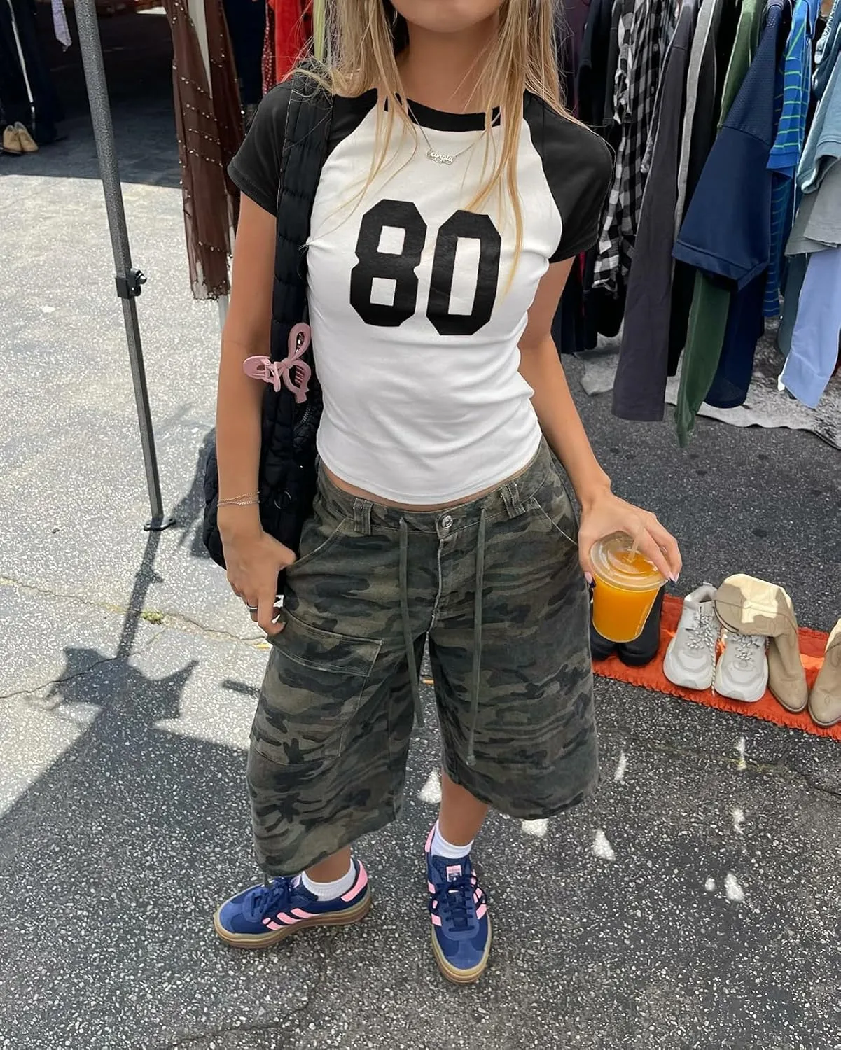 Women Y2K Short Sleeve Jersey Crop Tops Numer Print Crew Neck Baby Tee 90S Vintage Slim Fit Shirts Streetwear