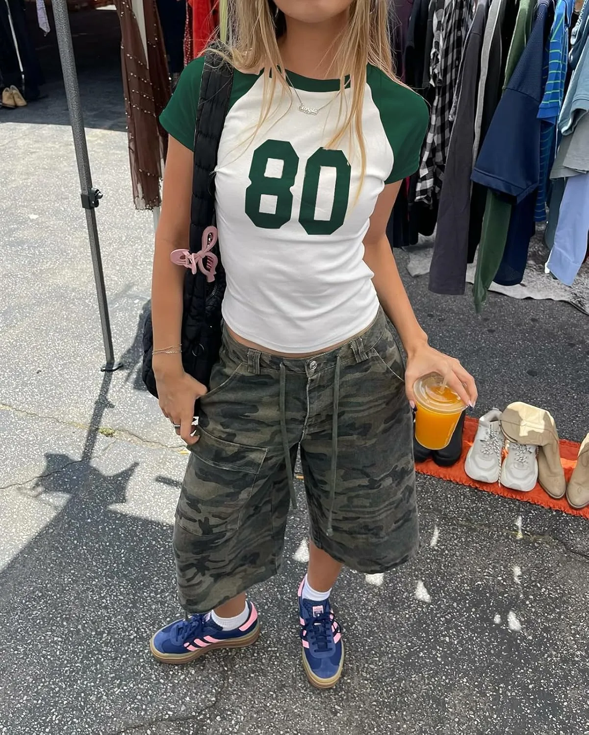 Women Y2K Short Sleeve Jersey Crop Tops Numer Print Crew Neck Baby Tee 90S Vintage Slim Fit Shirts Streetwear