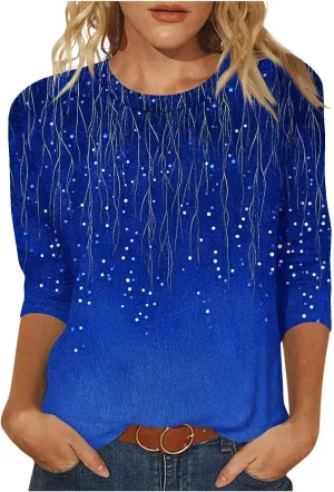 Womens 2025 Floral Boho Summer Tops 3/4 Length Sleeve Shirts Trendy Fashion Blouses Tunics Beach Vacation Clothes