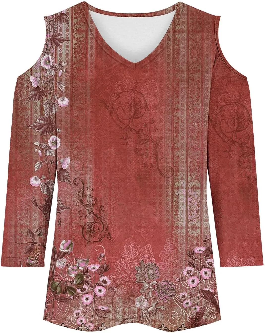 Women's 3/4 Length Sleeve Tops Trendy Dressy Casual V-Neck Loose Soft Lightweight Tunic Blouses T-Shirts Summer