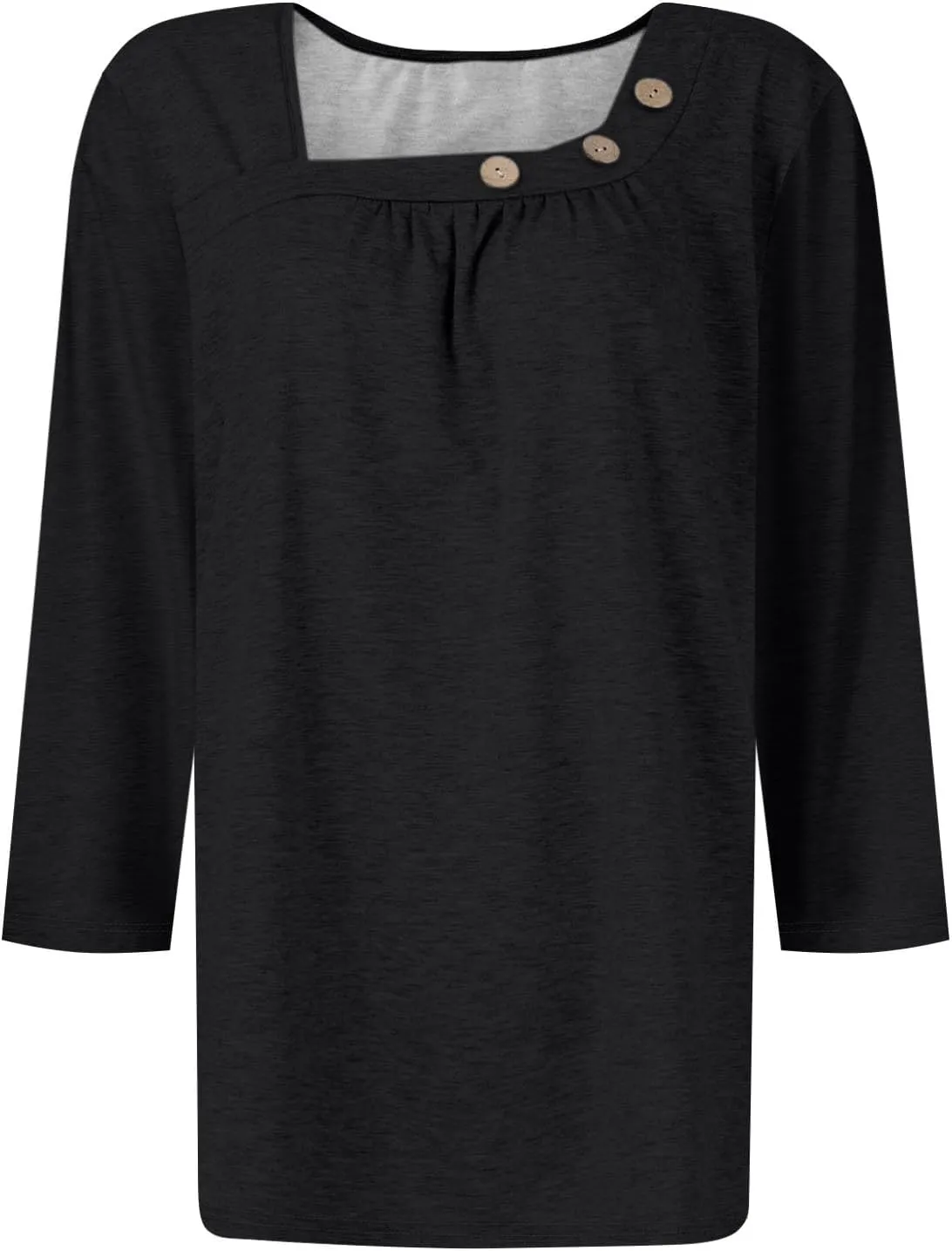 Womens 3/4 Sleeve Blouses Dressy Casual Loose Fit Shirts Button Decor Summer Trendy Tunic Tops