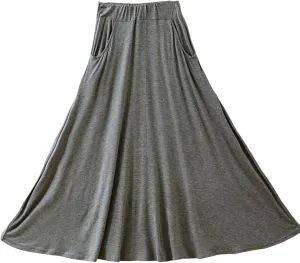 Women's Ankle Length Skirt Solid Color Fashion Elastic Waist A Line Skirts Summer Fashion Flowy Swing Vacation Skort