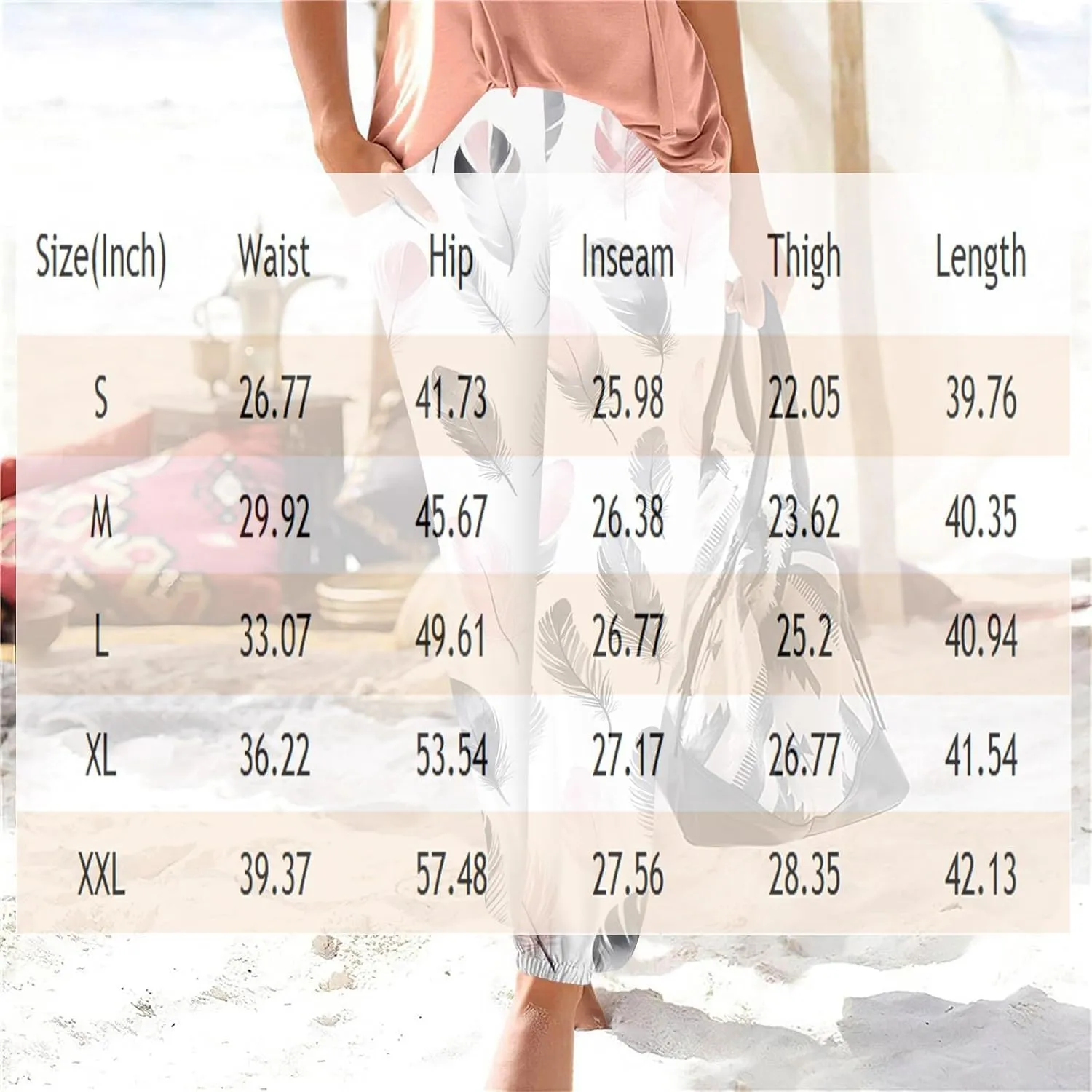 Womens Beach Pants Baggy Solid Cropped Pants Pull On Stretch with Pockets Elastic High Waisted Trousers Summer Fashion