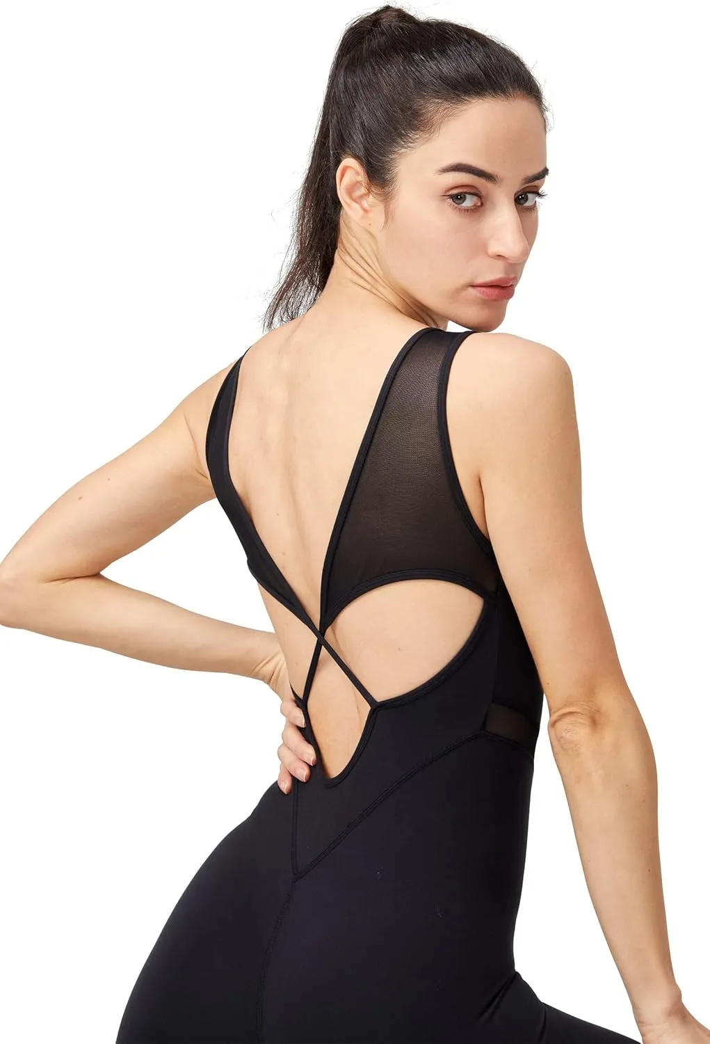 Womens Bodysuit Sleeveless Bodycon Rompers Backless Cross Jumpsuit Sports Gym Workout Butt Lifting Yoga Jumpsuit
