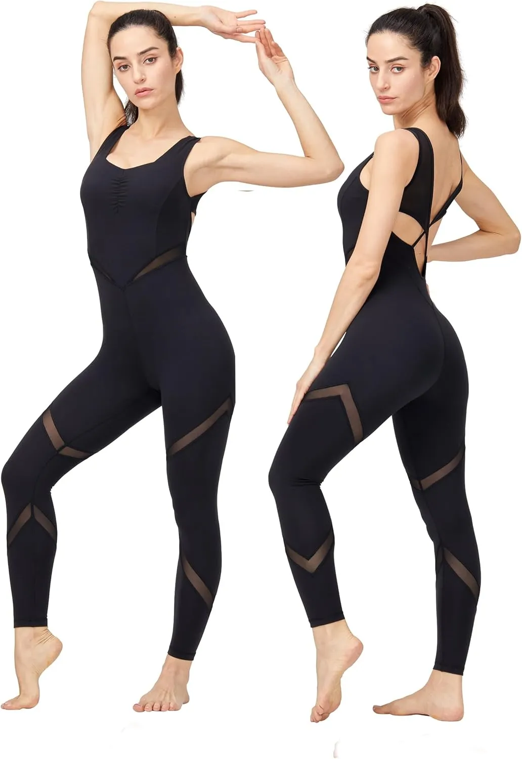 Womens Bodysuit Sleeveless Bodycon Rompers Backless Cross Jumpsuit Sports Gym Workout Butt Lifting Yoga Jumpsuit