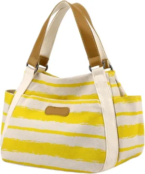 Women's Canvas Tote Bags with Zipper Fashion Ladies PU Leather Top Handle Bags Trendy Waterproof Cross Body Bag