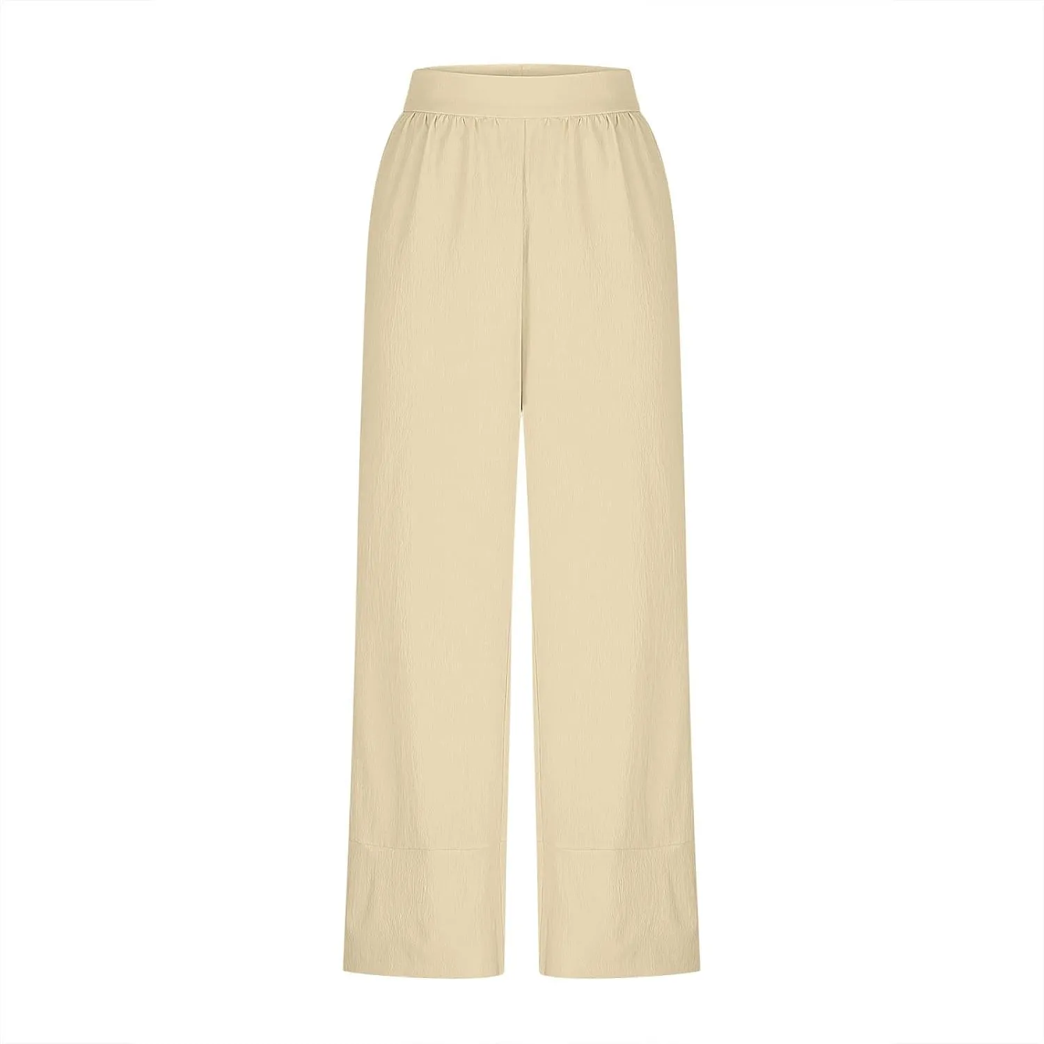 Womens Cotton Linen Pants Baggy Wide Leg Pants Casual Elastic High Waisted Palazzo Harem Trousers with Zipper Pockets