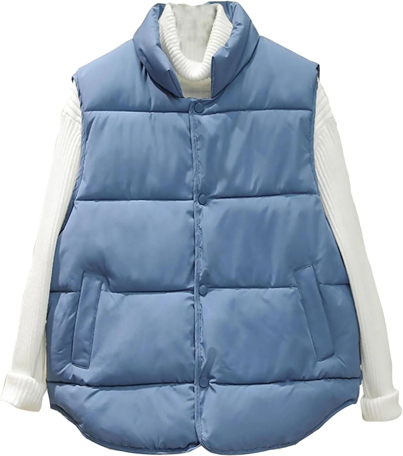 Women's Cropped Puffer Vests Sleeveless Stand Collar Winter Coats Lightweight Quilted Jacket Warm Short Down Coats Vest
