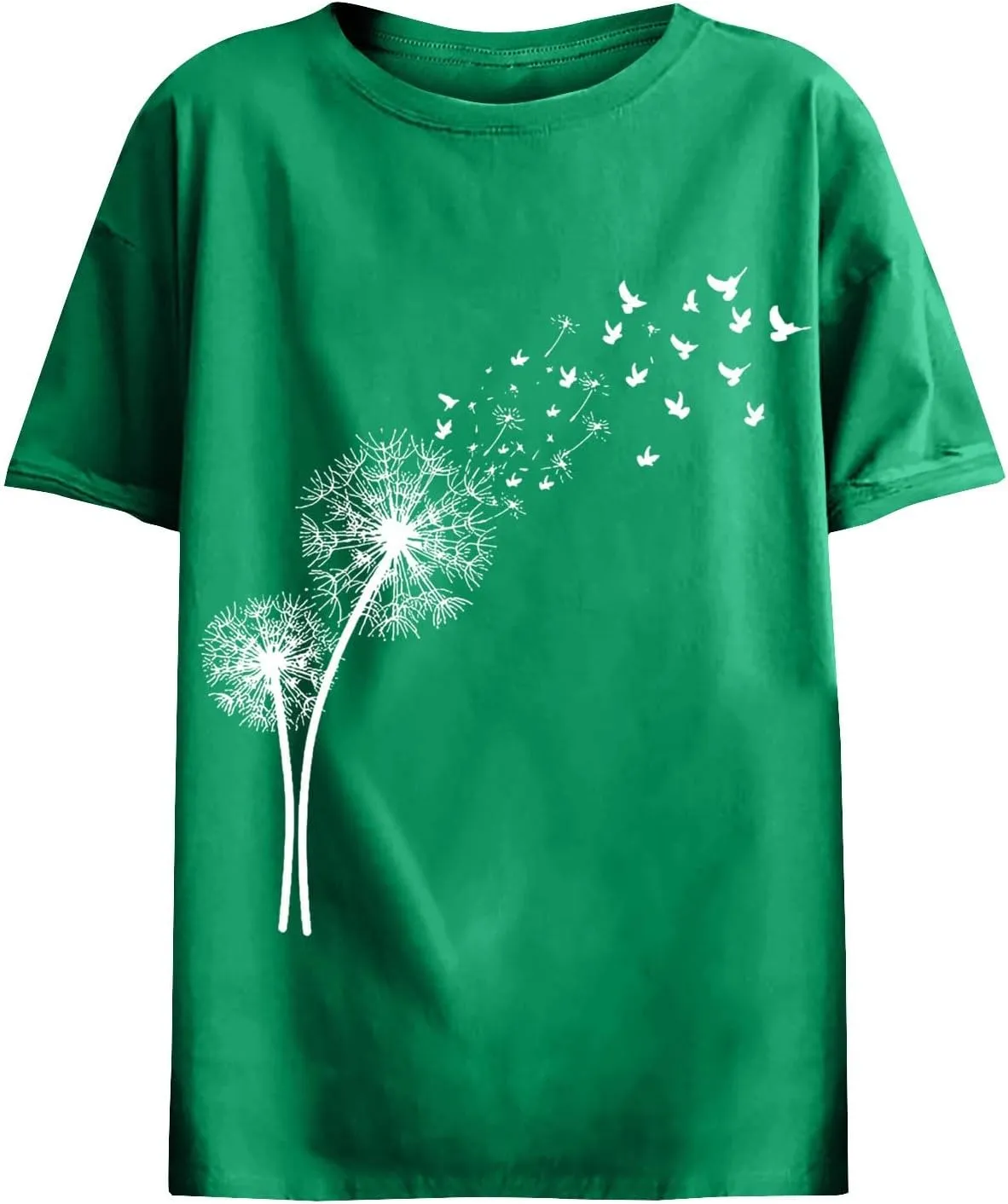 Women's Dandelion Printed Shirt Summer 2025 Short Sleeve Casual Shirts Cute Fit Summer Casual Tee Tops