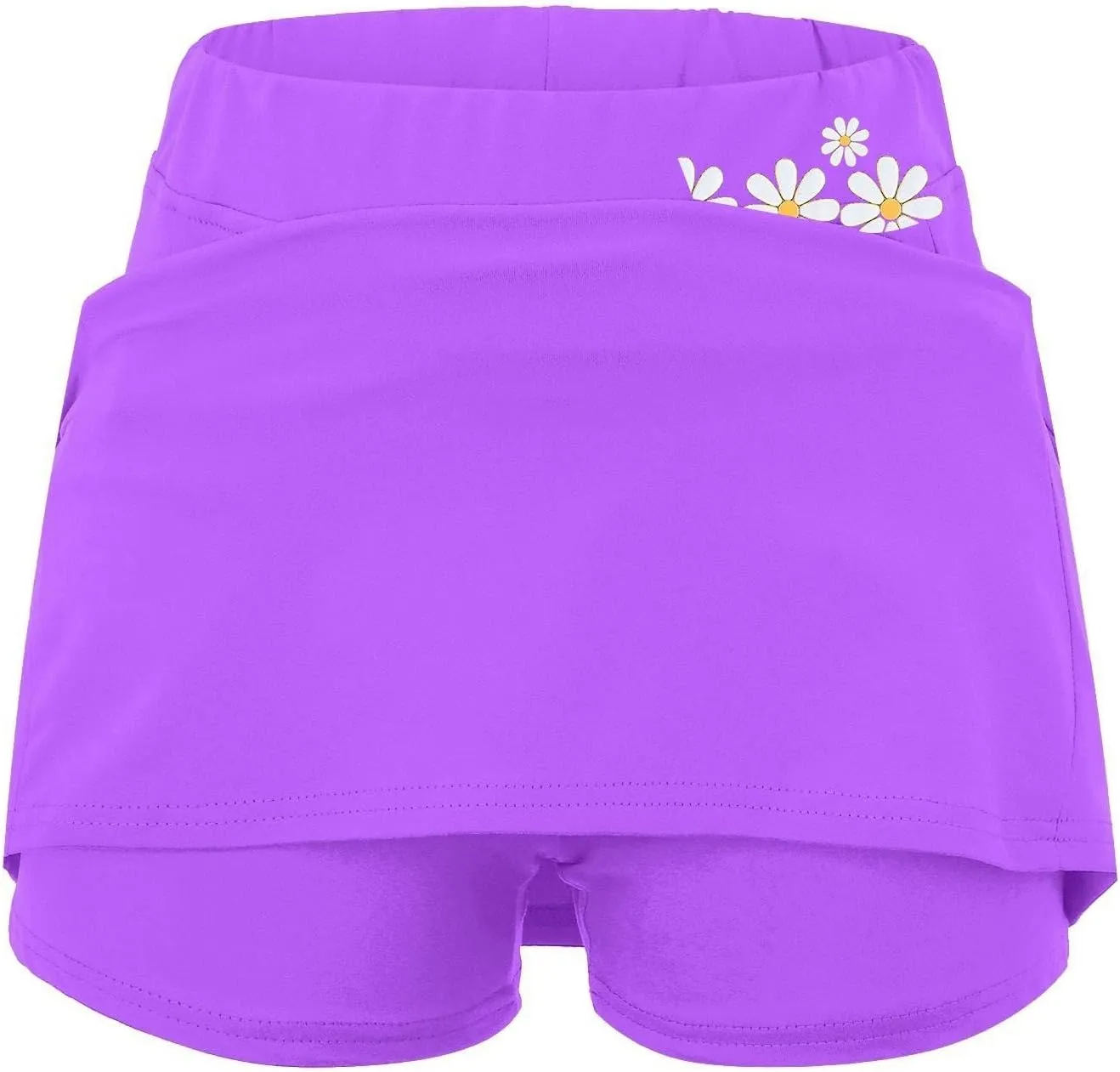 Women's Double Layered Tennis Skorts Baggy Elastic Waisted Casual Shirt High Waisted Stretchy Loose Lightweight Skirts