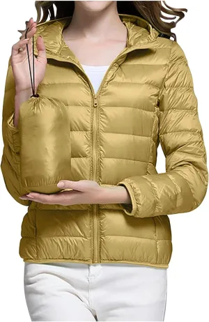 Women's Down Jacket Winter Warm Snow Coat Fashion Solid Color Long Sleeves Zipper Lightweight Cotton Parkas Jacket