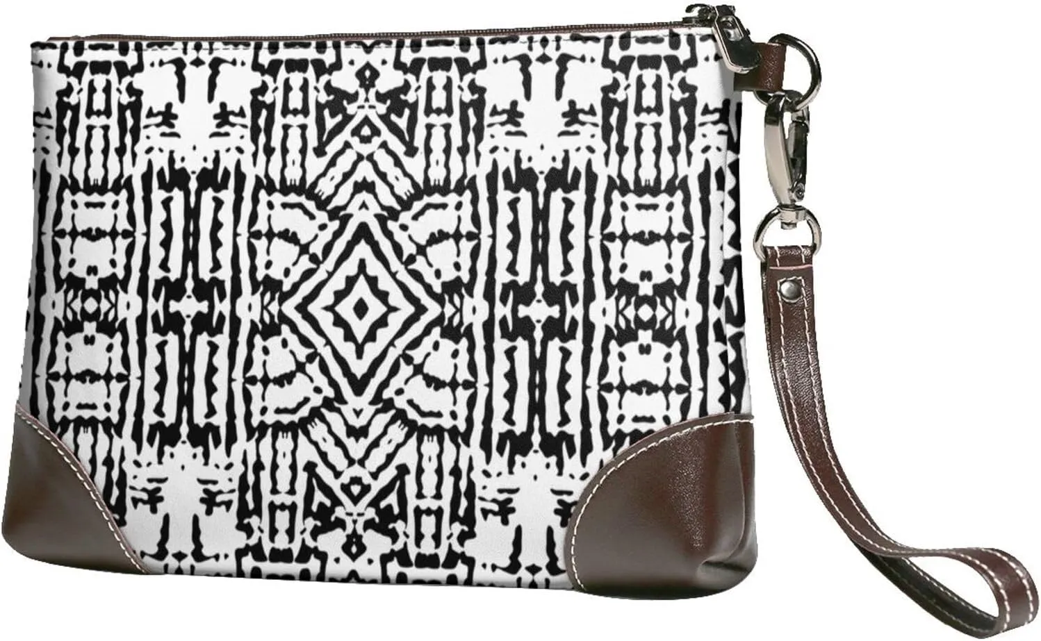 Women's European Vintage Print Cowhide Leather Clutch Bag Large Capacity Durable Wristlet Clutch Purse Soft Comfortable Genuine Leather Wallet(A12)