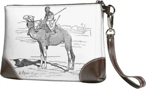 Women's European Vintage Print Cowhide Leather Clutch Bag Large Capacity Durable Wristlet Clutch Purse Soft Comfortable Genuine Leather Wallet(A13)