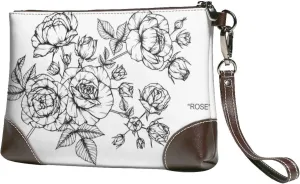 Women's European Vintage Print Cowhide Leather Clutch Bag Large Capacity Durable Wristlet Clutch Purse Soft Comfortable Genuine Leather Wallet(A24)