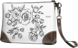 Women's European Vintage Print Cowhide Leather Clutch Bag Large Capacity Durable Wristlet Clutch Purse Soft Comfortable Genuine Leather Wallet(A27)