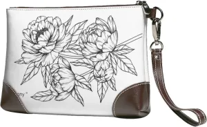 Women's European Vintage Print Cowhide Leather Clutch Bag Large Capacity Durable Wristlet Clutch Purse Soft Comfortable Genuine Leather Wallet(A28)