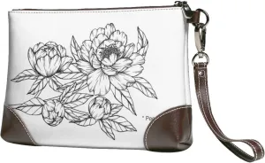 Women's European Vintage Print Cowhide Leather Clutch Bag Large Capacity Durable Wristlet Clutch Purse Soft Comfortable Genuine Leather Wallet(A30)