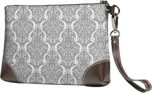 Women's European Vintage Print Cowhide Leather Clutch Bag Large Capacity Durable Wristlet Clutch Purse Soft Comfortable Genuine Leather Wallet(A37)