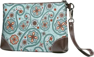 Women's European Vintage Print Cowhide Leather Clutch Bag Large Capacity Durable Wristlet Clutch Purse Soft Comfortable Genuine Leather Wallet(A38)