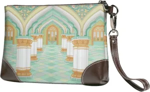Women's European Vintage Print Cowhide Leather Clutch Bag Large Capacity Durable Wristlet Clutch Purse Soft Comfortable Genuine Leather Wallet(A3)